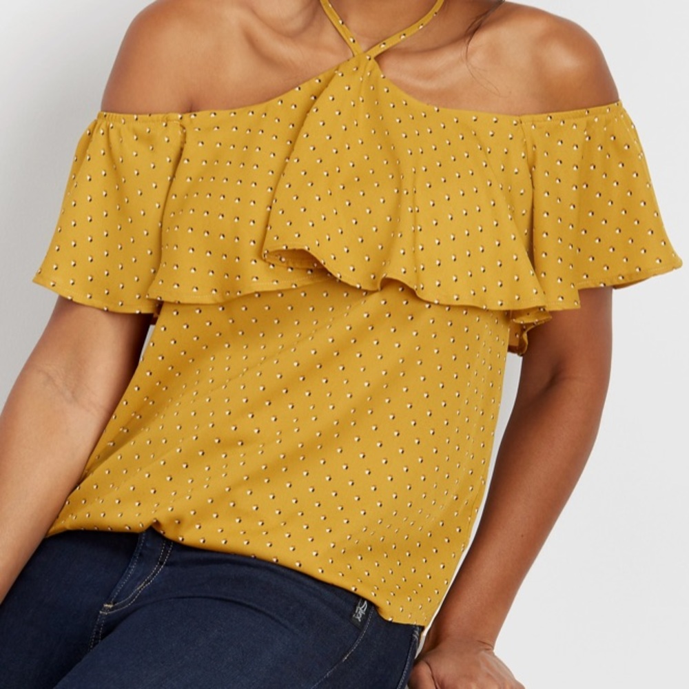 Maurices Yellow Cold Shoulder Blouse 3x